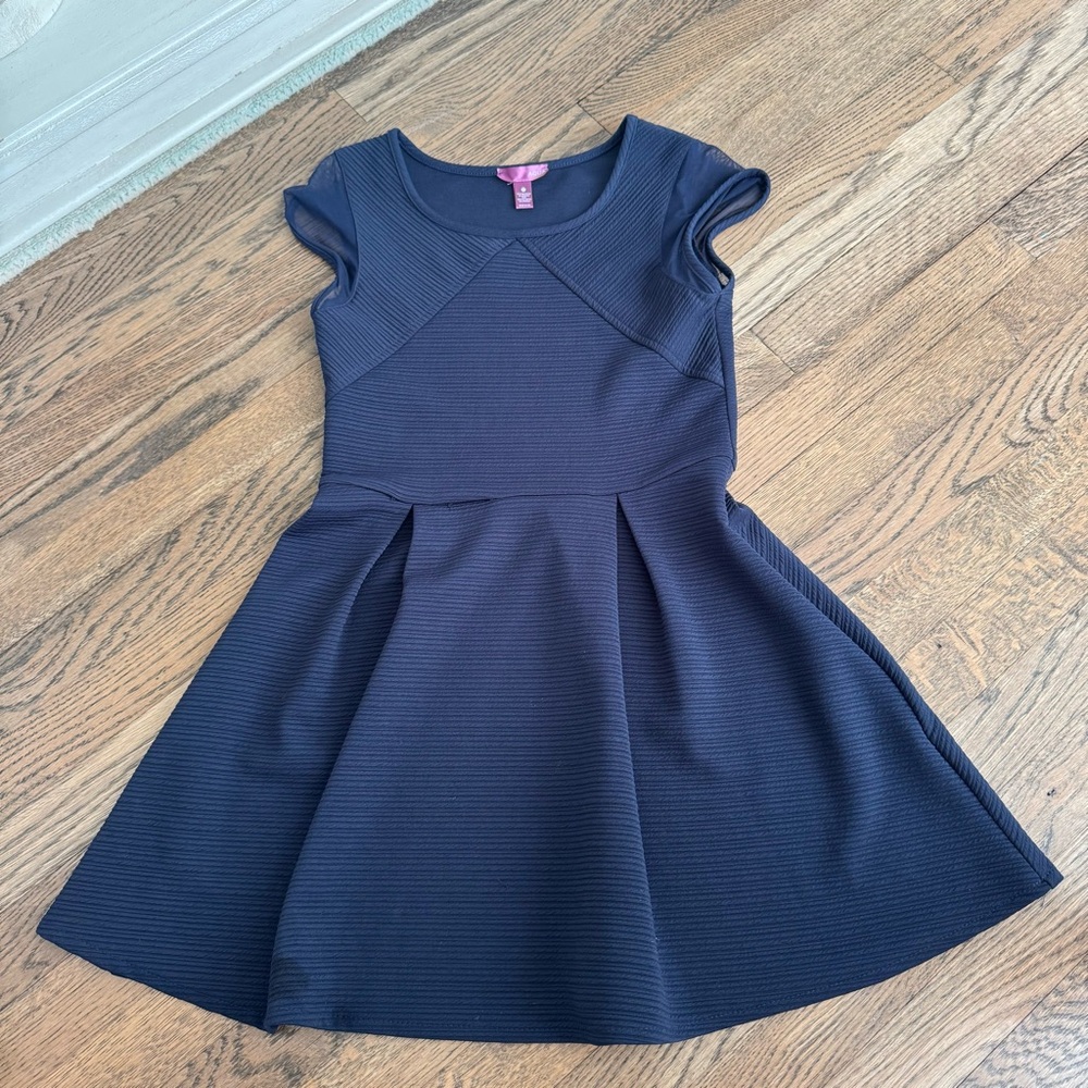 Girls Navy Fit-and-Flare Dress